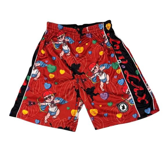 Flow Society Lacrosse Shorts Boys YXL Valentine Cupid Conversation Hearts - Picture 1 of 1